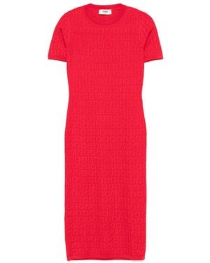 Fendi Ff Cotton And Viscose Dress - Red
