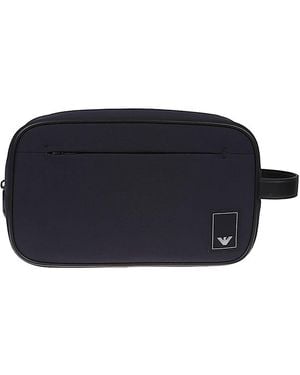 Emporio Armani Logo Nylon Beauty Case - Blauw