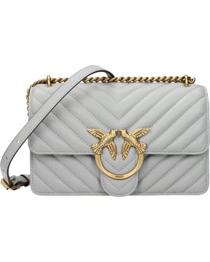 Pinko Love One Crossbody Bag Leather/Pearl - Grey