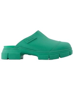 Ganni Grün recycelte Gummi -Retro -Maultiere