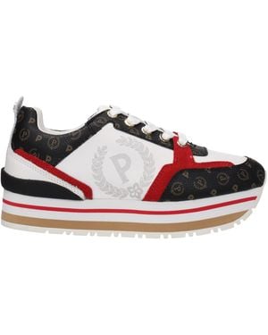Pollini Damens Sneakers aus weißem/rotem Stoff