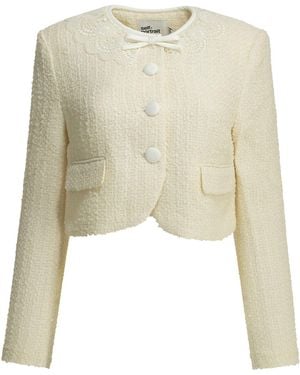 Self-Portrait Bouclé-Blazer "" mit Spitzendetails - Natur
