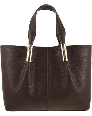 Elisabetta Franchi Medium Tote Bag With Logo Details - Brown