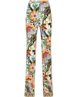 Etro Gerade Hose Mit Blumen-Print - Weiß