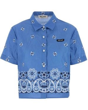 Miu Miu Camicie Popeline Fiammato - Azul