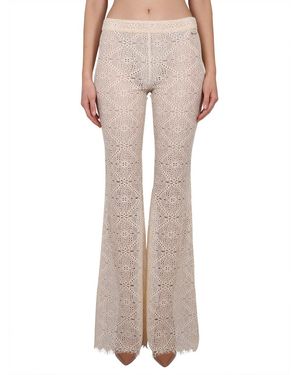 DSquared² Flared Pants With Intricate All-Over Embroidery - Natural