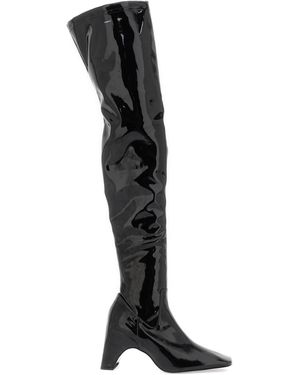 Coperni Stretch Patent Faux Leather Cuissardes Boots - Black