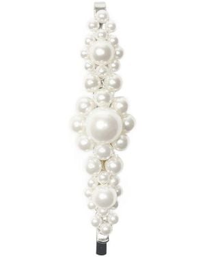 Simone Rocha Grote Bloemenhaarclip Pearl Beige - Wit