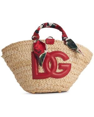 Dolce & Gabbana Bolsa de compra de mezcla de maíz rojo de 'Rafia' - Rosa