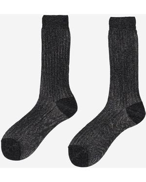 ANT45 Calcetines De Mezcla De Viscosa Acanalada - Negro