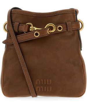 Miu Miu Caramel Nappa Leather Crossbody Bag - Brown