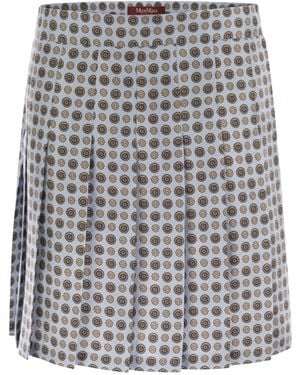 Max Mara Max Mara Studio Madison Pleated Silk Skirt - Gray