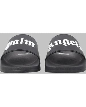 Palm Angels Slide Sandals With Logo - Metallic