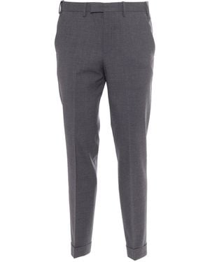 PT01 Master, Flat Front, Diagonal Pockets, Flap Back Pockets, Turn Up - Grey