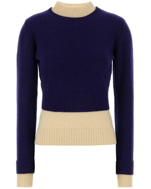 Jil Sander Ls Slv Double Layer Mock Neck Sweater - Blue