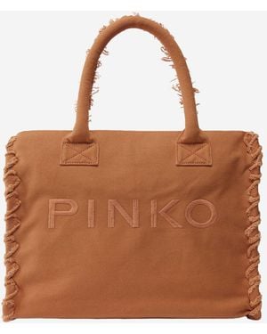 Pinko Shopper Bag Cotton - Brown