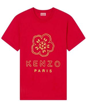 KENZO Slim-fit Katoenen T-shirt Met 'boke Flower'-borduursel - Rood