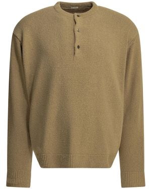 A.PRESSE Jersey con cuello redondo y botones de - Verde