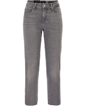 7 For All Mankind Calie Straight Ankle Stretch Denim Jeans With Metallic Fibre - Grey