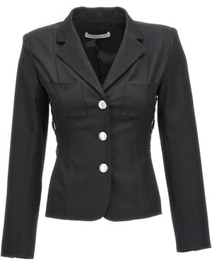 Alessandra Rich Giacca Blazer Monopetto Con Lacci - Nero