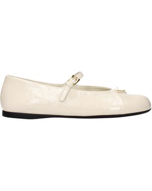 Prada Patent Leather Ballerinas/Ivory - Natural