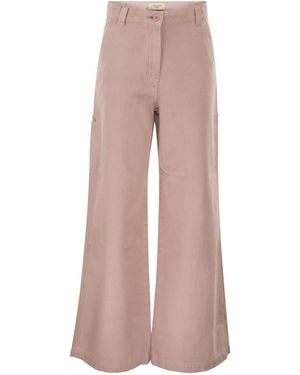Weekend by Maxmara Wkdskipper Broek Met Wijde Pijpen Van Katoenen Canvas - Roze