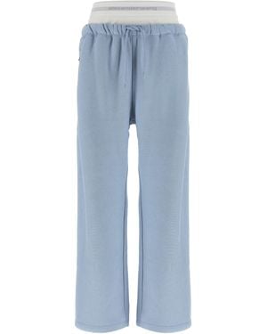 T By Alexander Wang Wide Leg W/ Logo Elastic Exposed Brief' Sweatpants - Blue