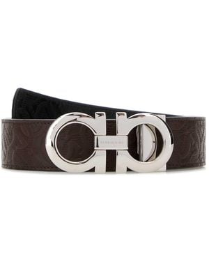Ferragamo Salvatore Leather Reversible Belt - White