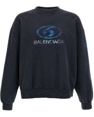 Balenciaga Vintage Logo Print Sweatshirt - Blau
