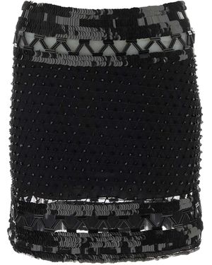 Alberta Ferretti Verschönerte Mesh Minirock - Schwarz