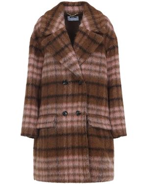 Moschino Double-Breasted Check Coat - Braun