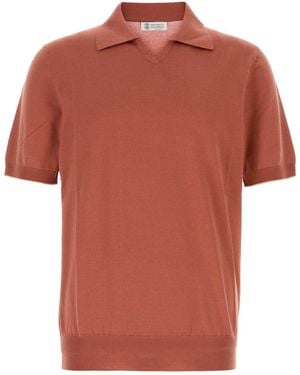 Brunello Cucinelli Brick Cotton Polo Shirt - Orange