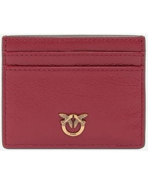 Pinko Kartenetui aus Leder mit Logo - Rot