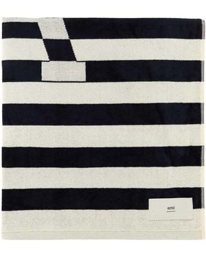 Ami Paris Printed Terry Fabric Beach Towel - Black