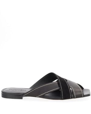 Tod's Solid Cross-Strap Flats - Black