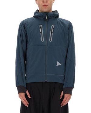 and wander Modern Nylon Jacket With Ribbed Cuffs - Blue