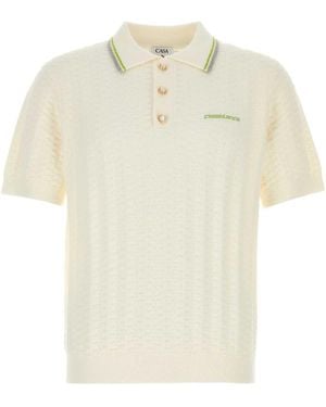 CASABLANCA Ivory Boucle Polo Shirt - White