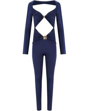 Elisabetta Franchi Oltremare Jumpsuit With Maxi Bow - Blue