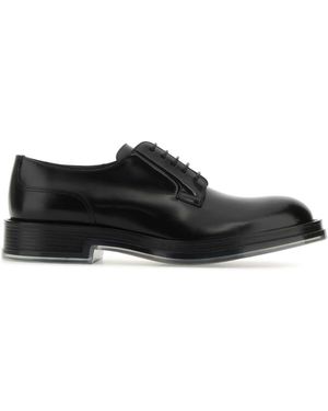 McQueen Black Leder Float Schnürschuhe - Schwarz