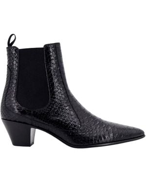 Celine Snake Effect Leder Chelsea Stiefel - Schwarz