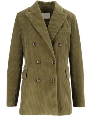 Circolo 1901 Corduroy Wide Lapel Double-Breasted Jacket - Green