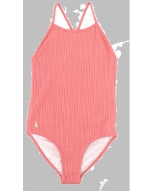 Polo Ralph Lauren Knit Hipster Swim One Piece For Girls - Pink