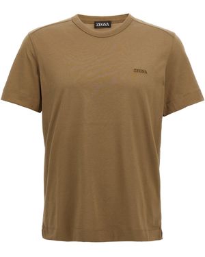 ZEGNA Logo Embroidery T-Shirt - Green