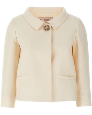 Valentino Garavani Crepe Jacket Blazers - White