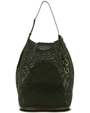Alaïa Mesh Large Hip Bucket Handbag - Black