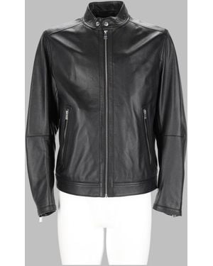 BOSS 100% Lamb Leather Sports Jacket - Black