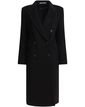 Tagliatore Double-Breasted Cashmere Coat With Tailored Fit - Schwarz