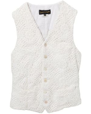 Comme des Garçons Top Mit Blumen-Stickereien - Weiß