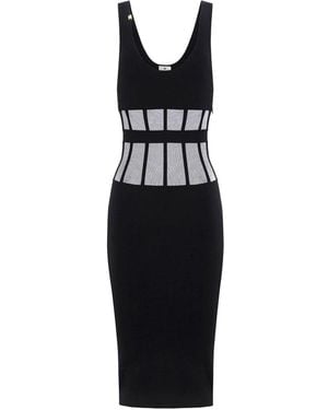 Elisabetta Franchi Viscose Dress With Corset Cuts - Black