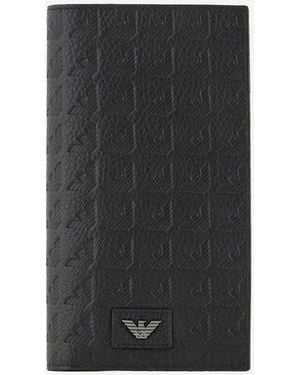 Emporio Armani Lederbrieftasche mit geprägtem Logo - Schwarz